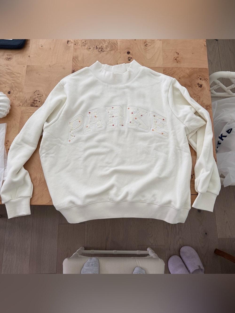 PARKE Varsity Mockneck - Ivory + Sunset Floral - L/XL
